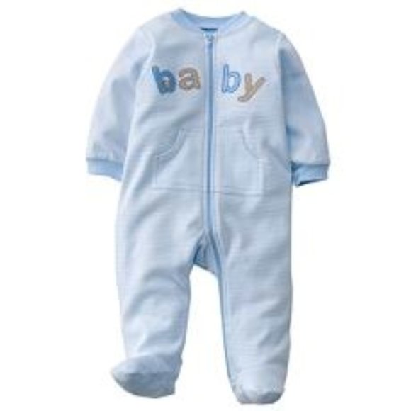 Carter's "Baby" Blue and White Stripe Sleep & Play - Picture 1 of 1